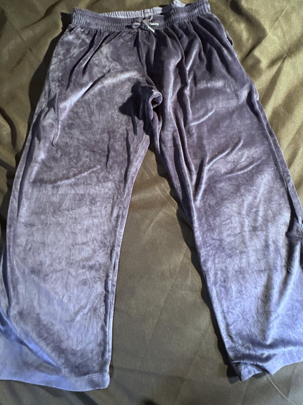 PINK Victoria's Secret Blue Velour Wide Leg Lounge Pants Womens Size L Y2K